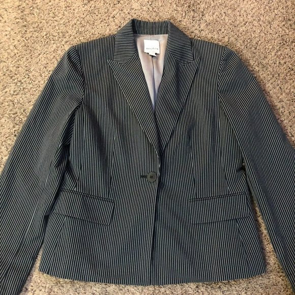 Anne Klein Blazer Womens 10 Used Pinstripe - Picture 6 of 16
